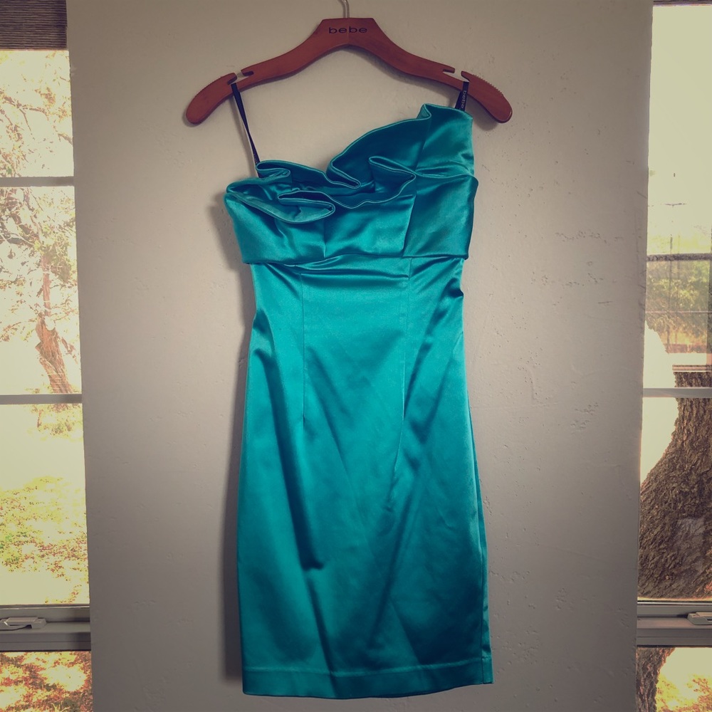 bebe Satin Evening Dress